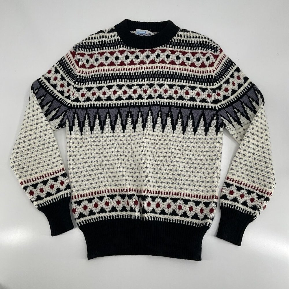 Vintage Snowdrift Nordic Sweater Mens Size S Fair Isles Ski Crew Neck Pullover
